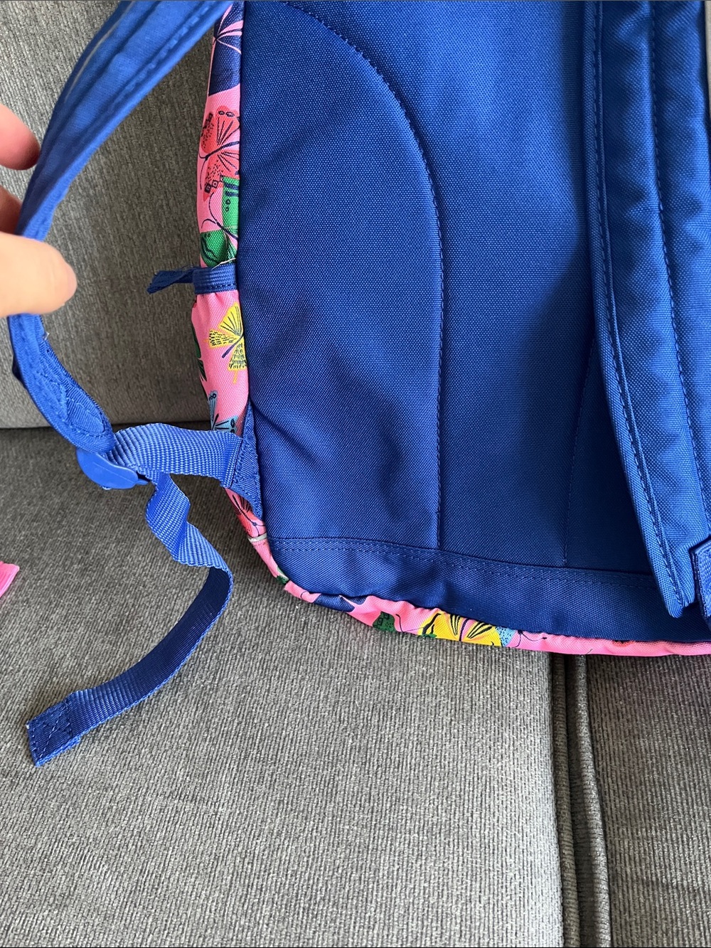 Hanna Andersson Kids Butterfly Print Pink & Blue Backpack - Picture 4 of 11